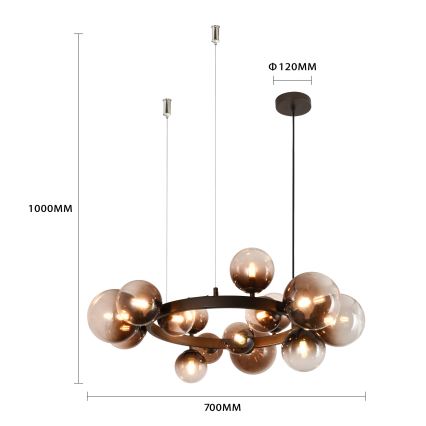 Brilagi - LED csillár kábelen MILLA 15xG9/3W/230V barna/füstbarna