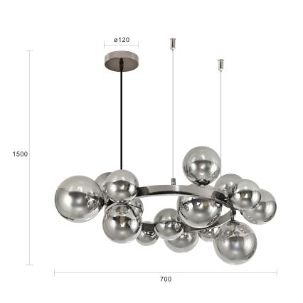 Brilagi - LED csillár kábelen MILLA 15xG9/3W/230V fekete króm/füstszínű