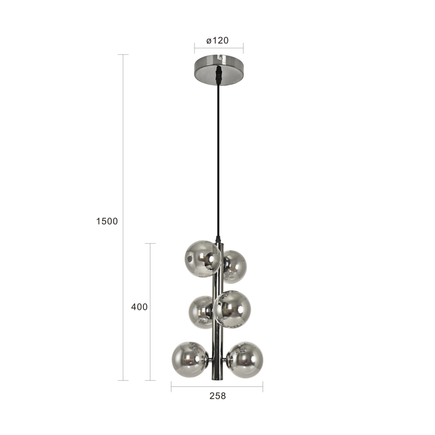 Brilagi - LED csillár kábelen MILLA 6xG9/3W/230V fekete króm/füstszínű