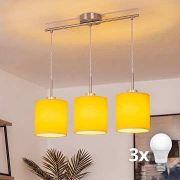 Brilagi - LED csillár kábelen NUBILA 3xE27/60W/230V sárga