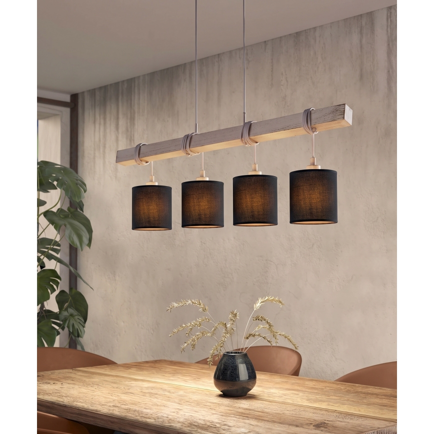 Brilagi - LED csillár kábelen NUBILA 4xE27/60W/230V szürke/fekete