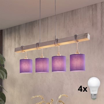 Brilagi - LED csillár kábelen NUBILA 4xE27/60W/230V szürke/lila