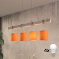 Brilagi - LED csillár kábelen NUBILA 4xE27/60W/230V szürke/narancssárga