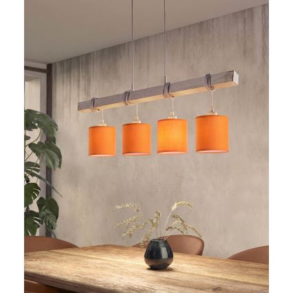 Brilagi - LED csillár kábelen NUBILA 4xE27/60W/230V szürke/narancssárga