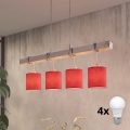 Brilagi - LED csillár kábelen NUBILA 4xE27/60W/230V szürke/piros