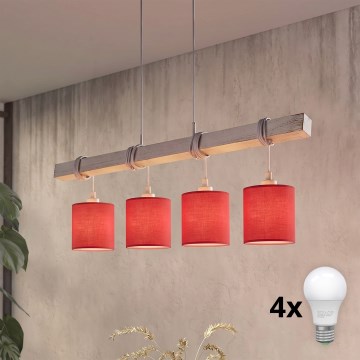 Brilagi - LED csillár kábelen NUBILA 4xE27/60W/230V szürke/piros
