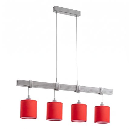 Brilagi - LED csillár kábelen NUBILA 4xE27/60W/230V szürke/piros
