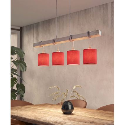 Brilagi - LED csillár kábelen NUBILA 4xE27/60W/230V szürke/piros