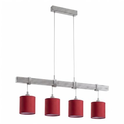 Brilagi - LED csillár kábelen NUBILA 4xE27/60W/230V szürke/pompeji vörös