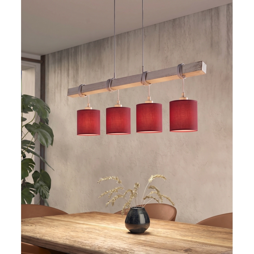 Brilagi - LED csillár kábelen NUBILA 4xE27/60W/230V szürke/pompeji vörös