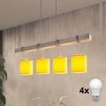 Brilagi - LED csillár kábelen NUBILA 4xE27/60W/230V szürke/sárga