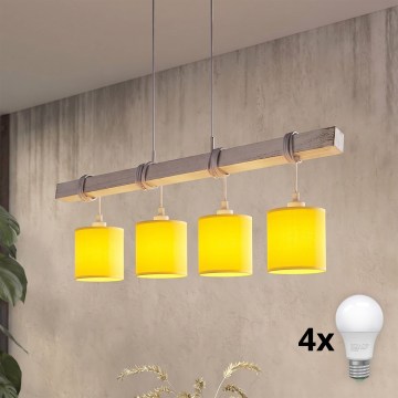 Brilagi - LED csillár kábelen NUBILA 4xE27/60W/230V szürke/sárga