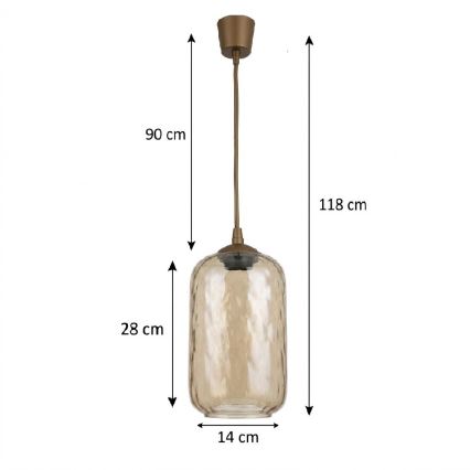 Brilagi - kábeles LED függőlámpa RETRO GLASS 1xE27/60W/230V Ø 14 cm barna/füstös barna
