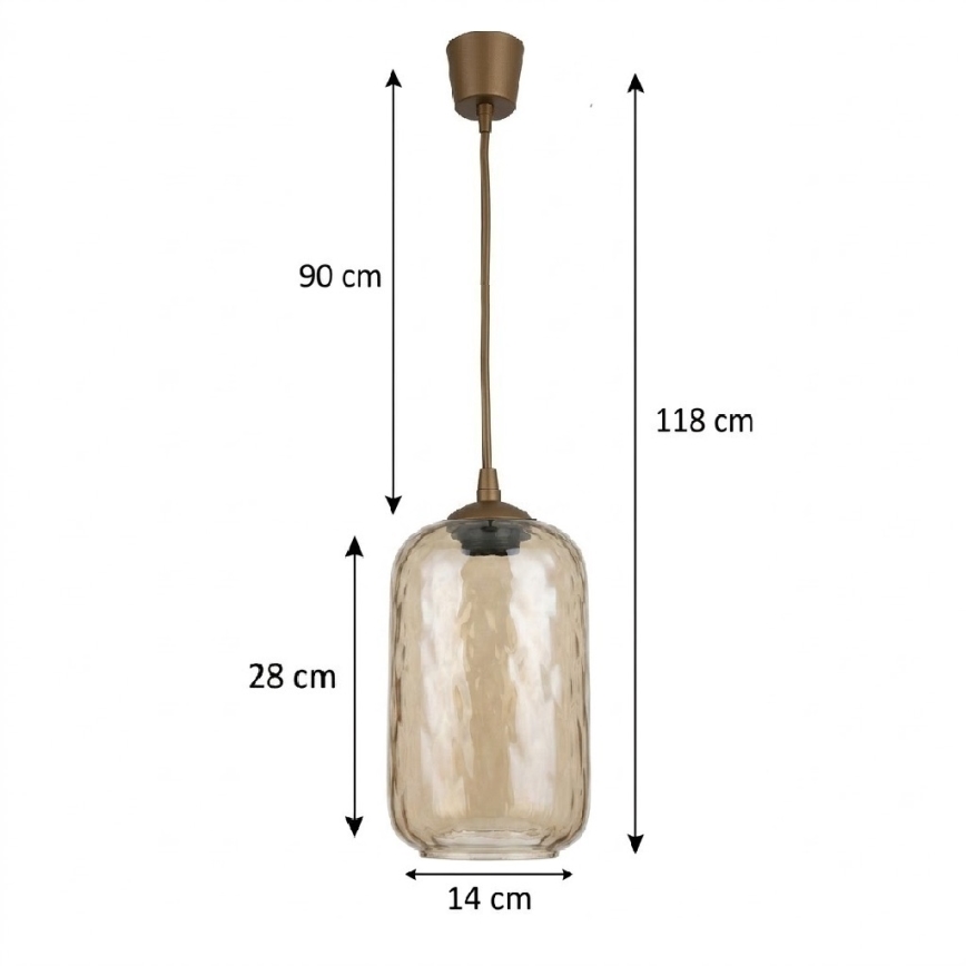 Brilagi - kábeles LED függőlámpa RETRO GLASS 1xE27/60W/230V Ø 14 cm barna/füstös barna