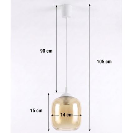 Brilagi - LED csillár kábelen RETRO GLASS 1xE27/60W/230V átm. 14 cm fehér/füstös barna