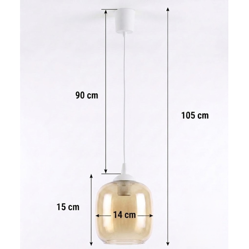 Brilagi - LED csillár kábelen RETRO GLASS 1xE27/60W/230V átm. 14 cm fehér/füstös barna