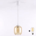Brilagi - LED csillár kábelen RETRO GLASS 1xE27/60W/230V átm. 14 cm fehér/füstös barna