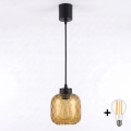 Brilagi - LED csillár kábelen RETRO GLASS 1xE27/60W/230V átm. 14 cm fekete/füstbarna