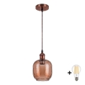 Brilagi - LED csillár kábelen RETRO GLASS 1xE27/60W/230V átm. 14 cm rézszínű/füstös barna