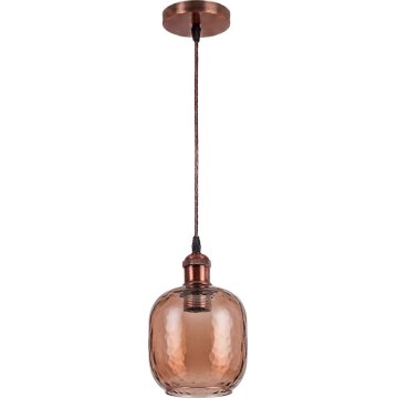 Brilagi - LED csillár kábelen RETRO GLASS 1xE27/60W/230V átm. 14 cm rézszínű/füstös barna