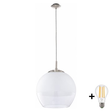 BRILAGI - LED csillár kábelen RETRO GLASS 1xE27/60W/230V átm. 38 cm matt króm/fehér