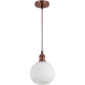 Brilagi - LED csillár kábelen RETRO GLASS 1xE27/60W/230V átmérő 15 cm réz/fehér
