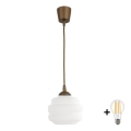 Brilagi - LED csillár kábelen RETRO GLASS 1xE27/60W/230V Ø 20 cm barna/fehér