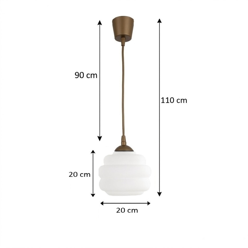Brilagi - LED csillár kábelen RETRO GLASS 1xE27/60W/230V Ø 20 cm barna/fehér