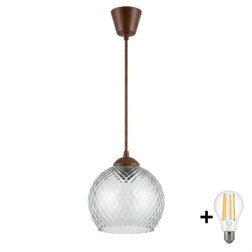 Brilagi - LED csillár kábelen RETRO GLASS 1xE27/60W/230V Ø 25 cm barna/füstszürke