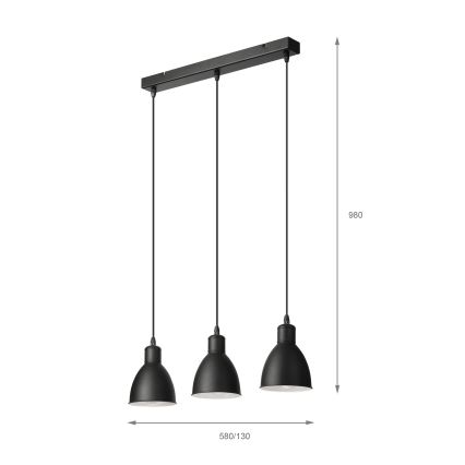 Brilagi - LED csillár kábelen RIDDY 3xE27/60W/230V fekete