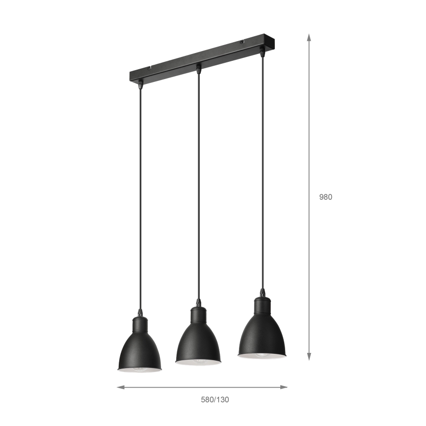 Brilagi - LED csillár kábelen RIDDY 3xE27/60W/230V fekete