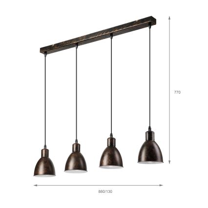 Brilagi - LED csillár kábeles felfüggesztéssel RIDDY 4xE27/60W/230V réz/patina