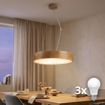 Brilagi - LED csillár kábellel CARVALHO MODERN 3xE27/60W/230V tölgy átm. 47,5 cm
