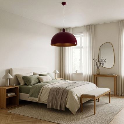 Brilagi - LED csillár kábellel METALO 1xE27/40W/230V átm. 40 cm bordó/rézszínű