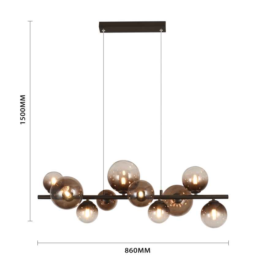 Brilagi - LED csillár kábellel MILLA 10xG9/3W/230V barna/füstbarna