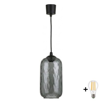 Brilagi - LED csillár kábellel RETRO GLASS 1xE27/60W/230V átm. 14 cm fekete/füstszürke