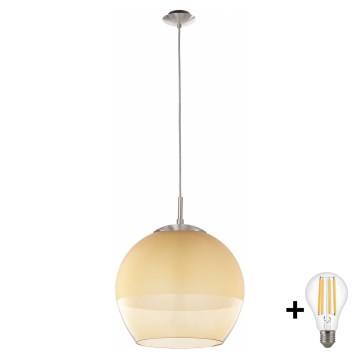BRILAGI - LED csillár kábellel RETRO GLASS 1xE27/60W/230V átm. 38 cm matt króm/füstös bézs