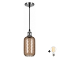 BRILAGI - LED csillár kábellel RETRO GLASS 1xE27/60W/230V Ø 14 cm fekete/füstbarna
