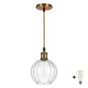 BRILAGI - LED csillár kábellel RETRO GLASS 1xE27/60W/230V Ø 18 cm arany/tiszta
