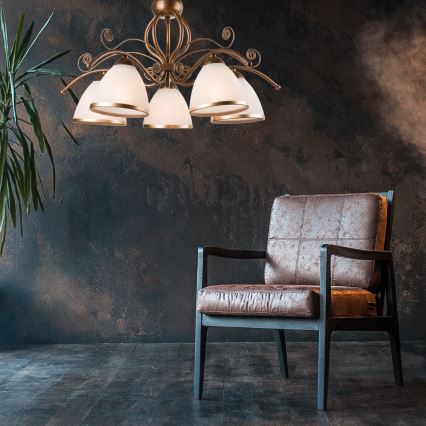 Brilagi - LED Csillár láncon ANTICO 5xE27/60W/230V bronz patina