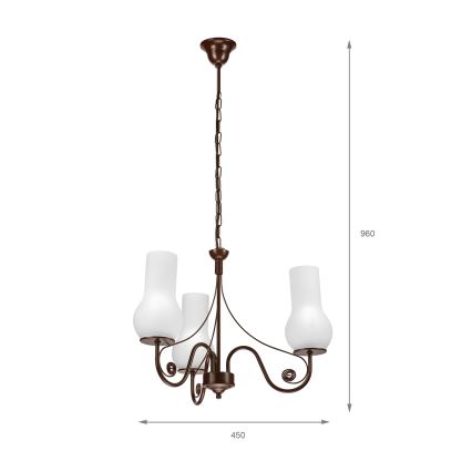 Brilagi - LED Csillár láncon COTTAGE 3xE14/40W/230V barna/fehér