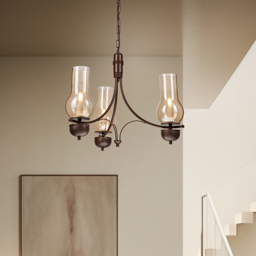 Brilagi - LED Csillár láncon COTTAGE 3xE14/40W/230V barna