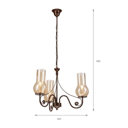 Brilagi - LED Csillár láncon COTTAGE 3xE14/40W/230V barna