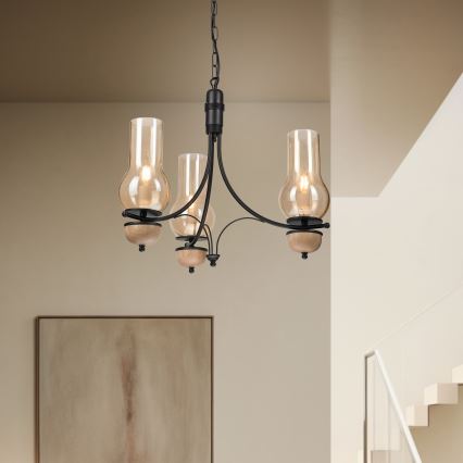 Brilagi - LED Csillár láncon COTTAGE 3xE14/40W/230V bükkfa/barna