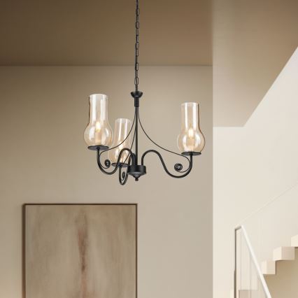 Brilagi - LED Csillár láncon COTTAGE 3xE14/40W/230V fekete/barna