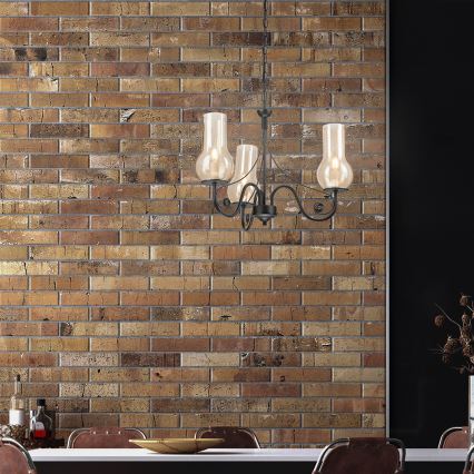 Brilagi - LED Csillár láncon COTTAGE 3xE14/40W/230V fekete/barna