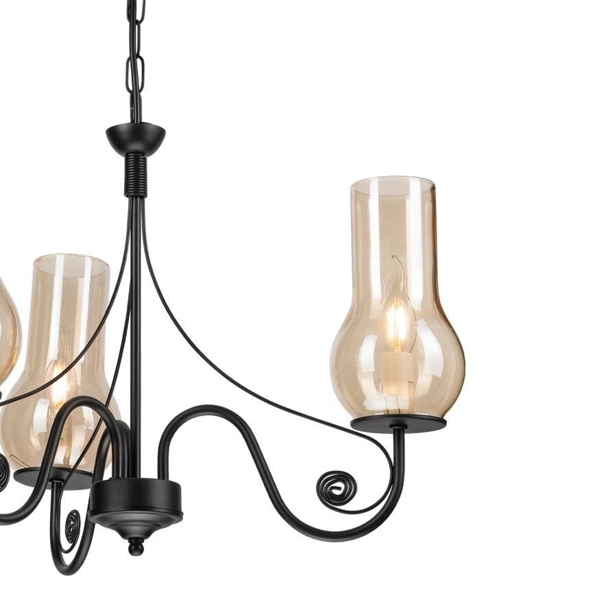 Brilagi - LED Csillár láncon COTTAGE 3xE14/40W/230V fekete/barna