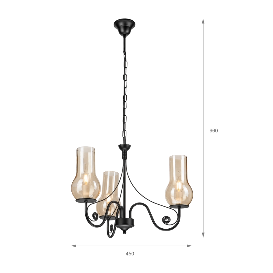 Brilagi - LED Csillár láncon COTTAGE 3xE14/40W/230V fekete/barna
