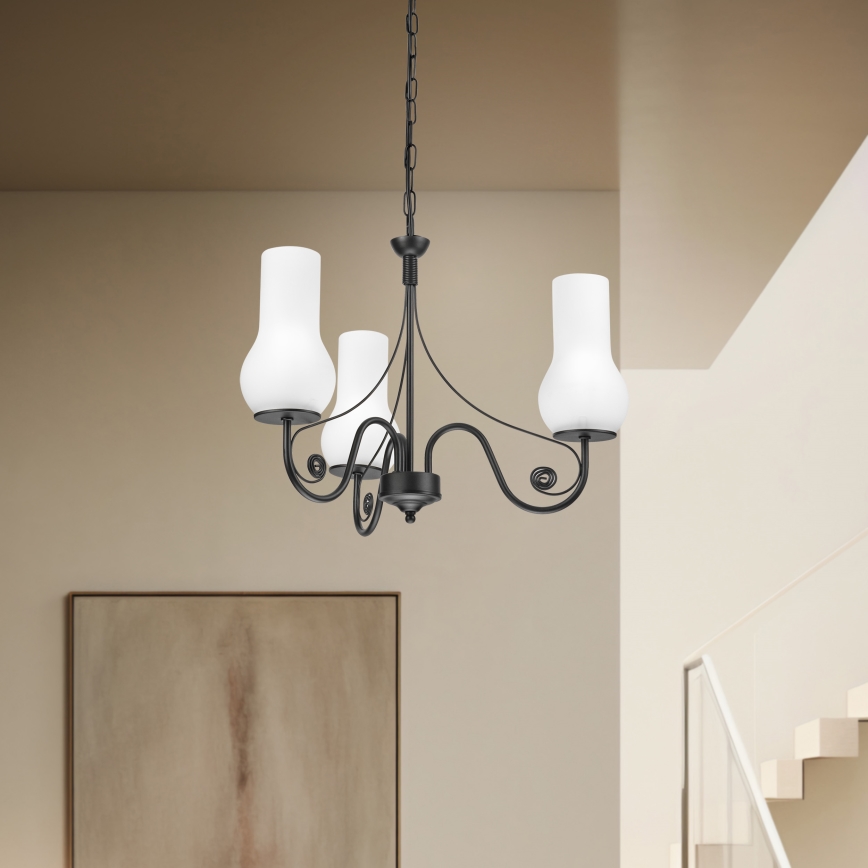 Brilagi - LED Csillár láncon COTTAGE 3xE14/40W/230V fekete/fehér