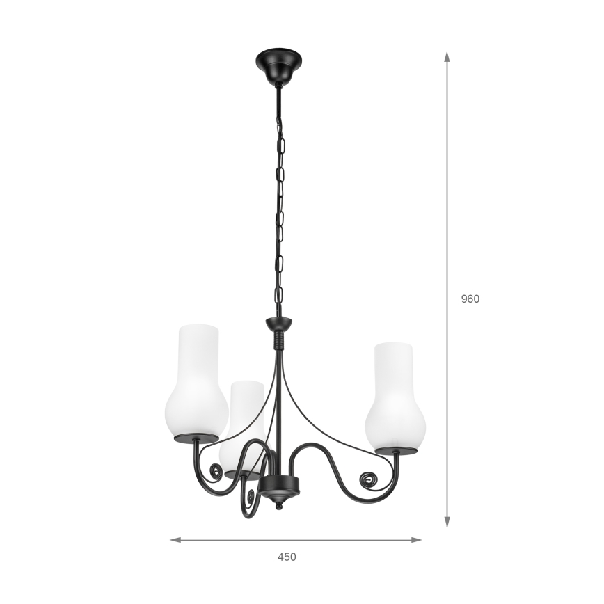 Brilagi - LED Csillár láncon COTTAGE 3xE14/40W/230V fekete/fehér